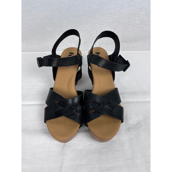 Korks Wooden Sandals Bagley Leather Platform Clogs Boho Chic Coastal Cowgirl - Picture 1 of 8